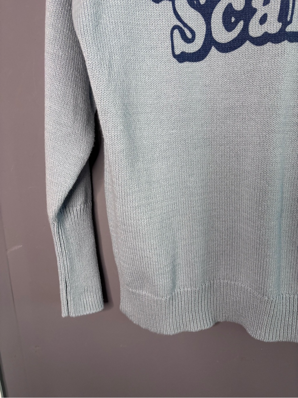 Sincerely Jules Blue Sunday Scaries Graphic Crewneck Knit Sweater XS - Picture 2 of 7